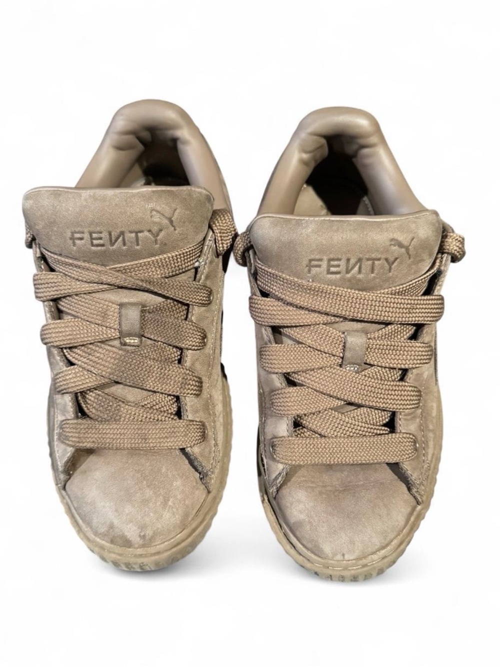 Fenty Beauty Kids Suede Sneakers in Taupe Brown